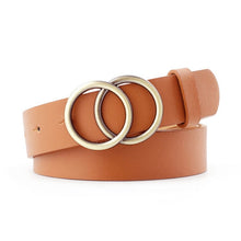 Load image into Gallery viewer, Best YBT Women Belt Imitation leather Alloy Pin Buckle Belt New Double Circle Button Belt Leisure Jeans Fashion Dress Women Belt