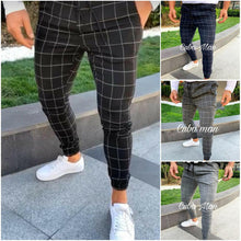 Load image into Gallery viewer, 2019 sexy high wasit spring summer fashion pocket Men's Slim Fit Plaid Straight Leg Trousers Casual Pencil Jogger Casual Pants