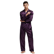 Load image into Gallery viewer, Tony&Candice Men's Stain Silk Pajama Set Men Pajamas Silk Sleepwear Men Sexy Modern Style Soft Cozy Satin Nightgown Men Summer