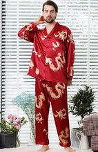 Load image into Gallery viewer, Couple Silk Satin Pajamas Pyjamas Set Long Sleeve Sleepwear Pijama Pajamas Suit Women And Man Sleep 2PC Set Loungewear Plus Size