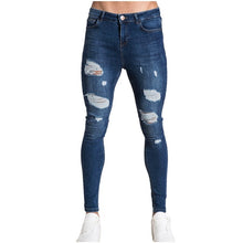 Load image into Gallery viewer, Mens Solid Color Jeans 2019 New Fashion Slim Pencil Pants Sexy Casual Hole Ripped Design Streetwear Cool Designer,White blue#G2