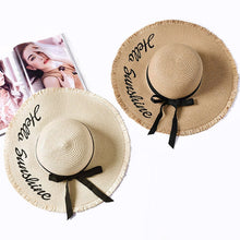 Load image into Gallery viewer, Embroidery Summer Straw Hat Women Wide Brim Sun Protection Beach Hat 2020 Adjustable Floppy Foldable Sun Hats for Women Ladies