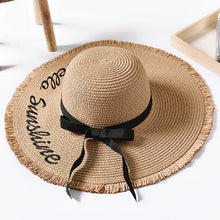 Load image into Gallery viewer, Embroidery Summer Straw Hat Women Wide Brim Sun Protection Beach Hat 2020 Adjustable Floppy Foldable Sun Hats for Women Ladies