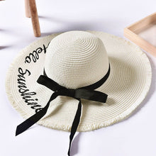Load image into Gallery viewer, Embroidery Summer Straw Hat Women Wide Brim Sun Protection Beach Hat 2020 Adjustable Floppy Foldable Sun Hats for Women Ladies