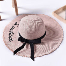 Load image into Gallery viewer, Embroidery Summer Straw Hat Women Wide Brim Sun Protection Beach Hat 2020 Adjustable Floppy Foldable Sun Hats for Women Ladies