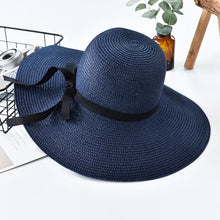 Load image into Gallery viewer, Embroidery Summer Straw Hat Women Wide Brim Sun Protection Beach Hat 2020 Adjustable Floppy Foldable Sun Hats for Women Ladies