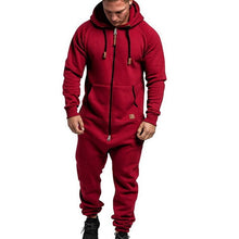 Load image into Gallery viewer, Pure Color Splicing Men's Jumpsuit Men's Overalls Hoodies Zipper One Piece Playsuit Male Jumpsuits Streetwear Macacao Masculino