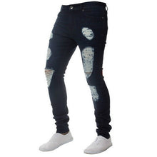 Load image into Gallery viewer, Oeak Jeans para hombre de Color sólido 2019 nueva moda Pantalones de tubo ajustados Sexy Casual agujero rasgado diseño Streetwear