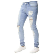 Load image into Gallery viewer, Oeak Jeans para hombre de Color sólido 2019 nueva moda Pantalones de tubo ajustados Sexy Casual agujero rasgado diseño Streetwear
