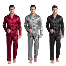 Load image into Gallery viewer, Tony&Candice Men's Stain Silk Pajama Set Men Pajamas Silk Sleepwear Men Sexy Modern Style Soft Cozy Satin Nightgown Men Summer