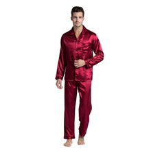 Load image into Gallery viewer, Tony&Candice Men's Stain Silk Pajama Set Men Pajamas Silk Sleepwear Men Sexy Modern Style Soft Cozy Satin Nightgown Men Summer