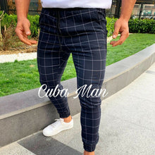 Load image into Gallery viewer, 2019 sexy high wasit spring summer fashion pocket Men's Slim Fit Plaid Straight Leg Trousers Casual Pencil Jogger Casual Pants