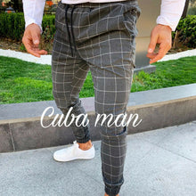 Load image into Gallery viewer, 2019 sexy high wasit spring summer fashion pocket Men's Slim Fit Plaid Straight Leg Trousers Casual Pencil Jogger Casual Pants
