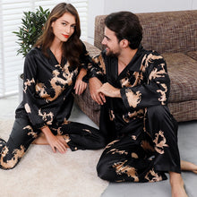 Load image into Gallery viewer, Couple Silk Satin Pajamas Pyjamas Set Long Sleeve Sleepwear Pijama Pajamas Suit Women And Man Sleep 2PC Set Loungewear Plus Size
