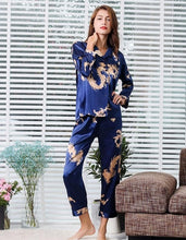 Load image into Gallery viewer, Couple Silk Satin Pajamas Pyjamas Set Long Sleeve Sleepwear Pijama Pajamas Suit Women And Man Sleep 2PC Set Loungewear Plus Size
