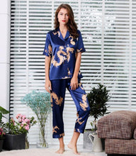 Load image into Gallery viewer, Couple Silk Satin Pajamas Pyjamas Set Long Sleeve Sleepwear Pijama Pajamas Suit Women And Man Sleep 2PC Set Loungewear Plus Size
