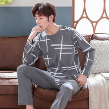 Load image into Gallery viewer, New 2019 Spring Men Pajamas long Sleeve Male Pajama Set Men Pure Full Cotton Pajamas For Men Sleepwear Suit homewear 4XL
