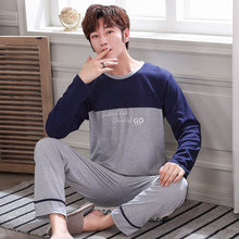 Load image into Gallery viewer, New 2019 Spring Men Pajamas long Sleeve Male Pajama Set Men Pure Full Cotton Pajamas For Men Sleepwear Suit homewear 4XL

