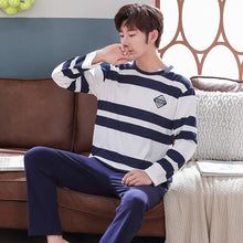 Load image into Gallery viewer, New 2019 Spring Men Pajamas long Sleeve Male Pajama Set Men Pure Full Cotton Pajamas For Men Sleepwear Suit homewear 4XL
