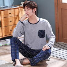 Load image into Gallery viewer, New 2019 Spring Men Pajamas long Sleeve Male Pajama Set Men Pure Full Cotton Pajamas For Men Sleepwear Suit homewear 4XL
