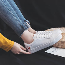 Load image into Gallery viewer, Leather Woman Shoes Fashion New Woman PU Leather Shoes Ladies Breathable Cute Heart Flats Casual Shoes White Sneakers Fashion
