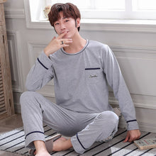 Load image into Gallery viewer, New 2019 Spring Men Pajamas long Sleeve Male Pajama Set Men Pure Full Cotton Pajamas For Men Sleepwear Suit homewear 4XL
