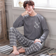 Load image into Gallery viewer, New 2019 Spring Men Pajamas long Sleeve Male Pajama Set Men Pure Full Cotton Pajamas For Men Sleepwear Suit homewear 4XL
