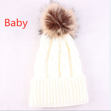 Load image into Gallery viewer, Hot Sale Winter Women Pom Pom Beanies Warm Knitted Bobble Girl Fur Pompom Hats Real Raccoon Fur Pompon Casual Hat Cap
