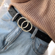 Load image into Gallery viewer, NO.ONEPAUL Designer's famous brand leatherhigh quality belt fashion alloy double ring circle buckle girl jeans dress wild belts
