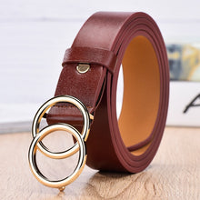 Load image into Gallery viewer, NO.ONEPAUL Designer's famous brand leatherhigh quality belt fashion alloy double ring circle buckle girl jeans dress wild belts
