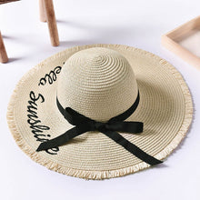 Load image into Gallery viewer, Embroidery Summer Straw Hat Women Wide Brim Sun Protection Beach Hat 2020 Adjustable Floppy Foldable Sun Hats for Women Ladies

