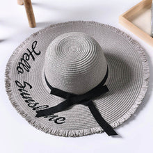 Load image into Gallery viewer, Embroidery Summer Straw Hat Women Wide Brim Sun Protection Beach Hat 2020 Adjustable Floppy Foldable Sun Hats for Women Ladies
