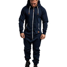 Load image into Gallery viewer, Pure Color Splicing Men's Jumpsuit Men's Overalls Hoodies Zipper One Piece Playsuit Male Jumpsuits Streetwear Macacao Masculino
