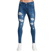 Load image into Gallery viewer, Oeak Jeans para hombre de Color sólido 2019 nueva moda Pantalones de tubo ajustados Sexy Casual agujero rasgado diseño Streetwear
