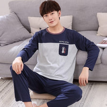 Load image into Gallery viewer, New 2019 Spring Men Pajamas long Sleeve Male Pajama Set Men Pure Full Cotton Pajamas For Men Sleepwear Suit homewear 4XL
