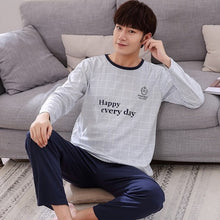 Load image into Gallery viewer, New 2019 Spring Men Pajamas long Sleeve Male Pajama Set Men Pure Full Cotton Pajamas For Men Sleepwear Suit homewear 4XL
