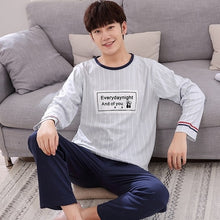 Load image into Gallery viewer, New 2019 Spring Men Pajamas long Sleeve Male Pajama Set Men Pure Full Cotton Pajamas For Men Sleepwear Suit homewear 4XL
