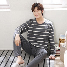 Load image into Gallery viewer, New 2019 Spring Men Pajamas long Sleeve Male Pajama Set Men Pure Full Cotton Pajamas For Men Sleepwear Suit homewear 4XL
