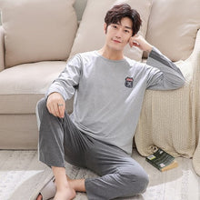 Load image into Gallery viewer, New 2019 Spring Men Pajamas long Sleeve Male Pajama Set Men Pure Full Cotton Pajamas For Men Sleepwear Suit homewear 4XL
