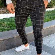 Load image into Gallery viewer, 2019 sexy high wasit spring summer fashion pocket Men's Slim Fit Plaid Straight Leg Trousers Casual Pencil Jogger Casual Pants
