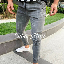 Load image into Gallery viewer, 2019 sexy high wasit spring summer fashion pocket Men's Slim Fit Plaid Straight Leg Trousers Casual Pencil Jogger Casual Pants
